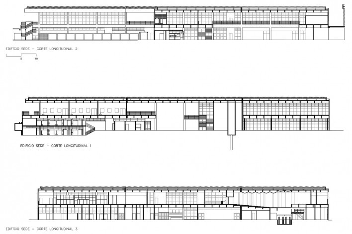 Sesc Araraquara, cortes, 2000. Arquitetos Abrahão Sanovicz e Edson Jorge Elito<br />Imagem divulgação 