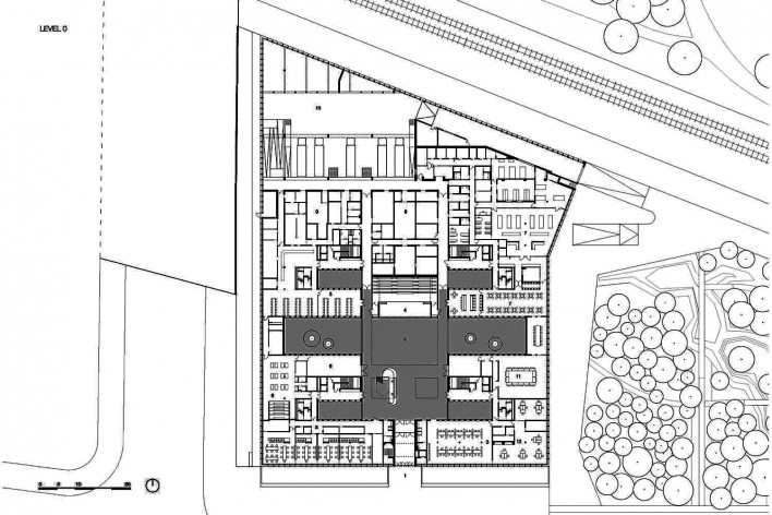 Câmara de Comércio e Artesanato de Hauts-de-France, planta pavimento térreo, Lille, França, 2019. Escritórios Kaan Architecten e Pranlas-Descours Architect & Associates<br />Imagem divulgação  [Kaan Architecten / Pranlas-Descours Architect & Associates]