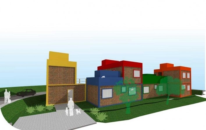Perspectiva de um quarteirão da área C<br />Imagem dos autores 