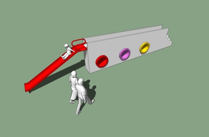 Modelo 3D - Muro-Ponte<br />Imagem dos autores do projeto 