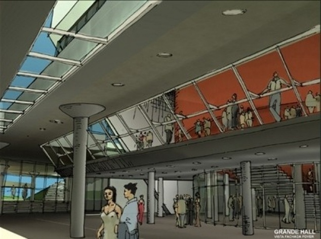 Croqui perspectiva grande hall<br />Imagem do autor do projeto 