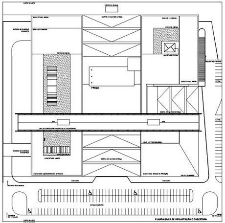 Implantação e planta de cobertura<br />Imagem dos autores do projeto 