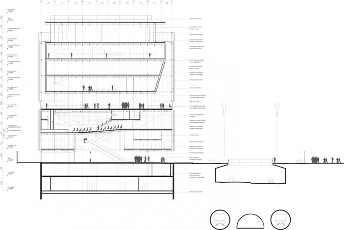 Sede do Instituto Moreira Salles, corte, São Paulo. Arquitetos Vinicius Andrade e Marcelo Morettin<br />Imagem divulgação 