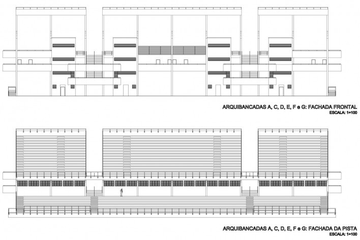 Arquibancada pequena - fachadas [Desenho do escritório]