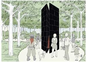 Monumento aos Lanceiros Negros em Porto Alegre - perspectiva<br />Imagem dos autores do projeto 