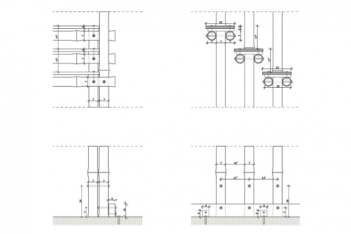 Centro Cultural Chamanga, detalle escalera, San José de Chamanga, Esmeraldas, Ecuador, 2018. Atarraya Taller de Arquitectura, Opción Más Chamanga, Universidad de Ciencias Aplicadas de Munich, Universidad Estatal de Portland y Universidad de Tokio<br />Imagen divulgación  [Atarraya Taller de Arquitectura]