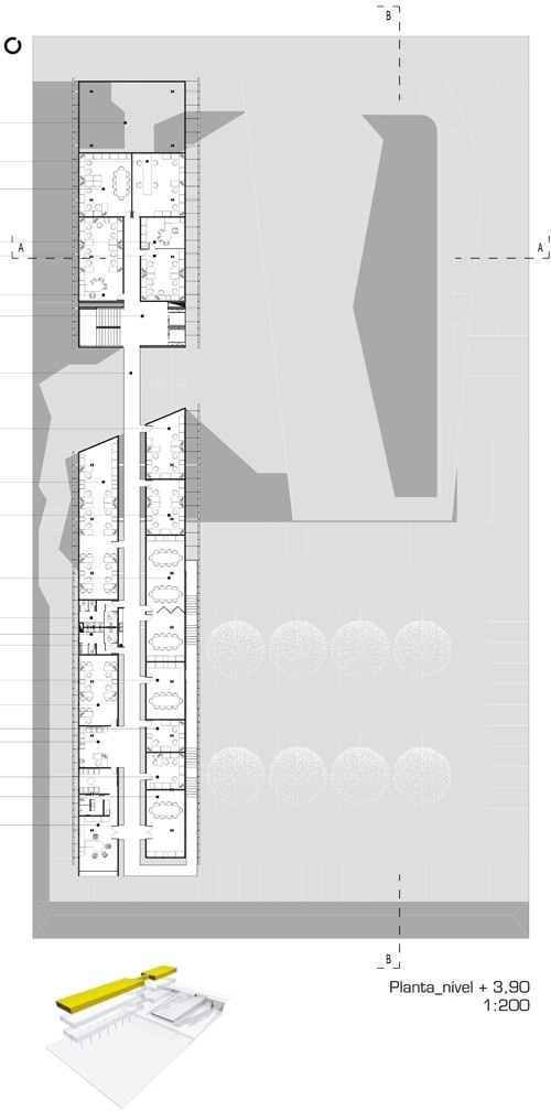 Planta terceiro pavimento<br />Desenho do escritório 