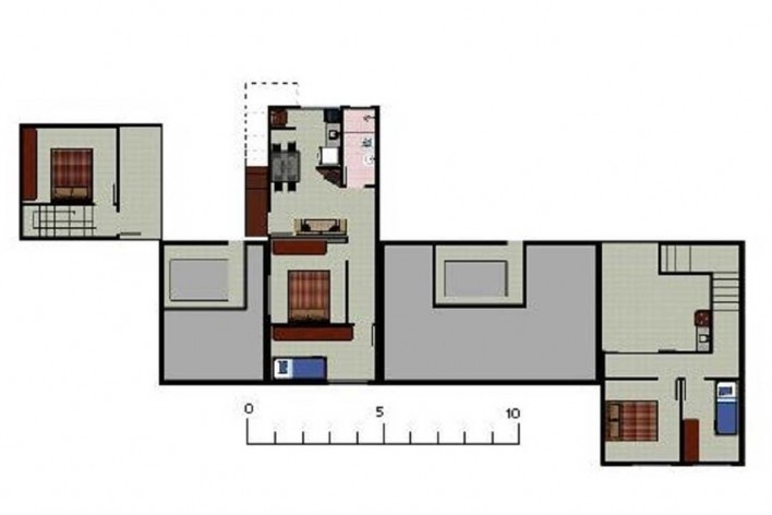Planta humanizada do primeiro pavimento de um quarteirão da área C<br />Desenho dos autores 