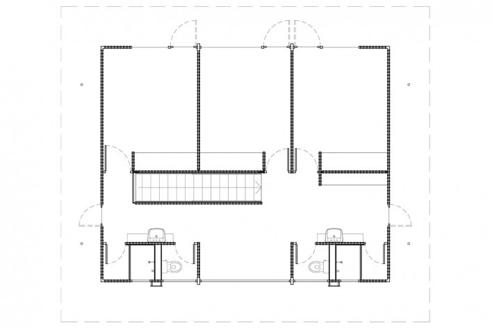 Vila Taguaí, planta piso superior das casas 1, 4 e 6, Carapicuiba SP, 2007-2010. Arquitetos Cristina Xavier (autora), Henrique Fina, Lucia Hashizume e João Xavier (colaboradores)