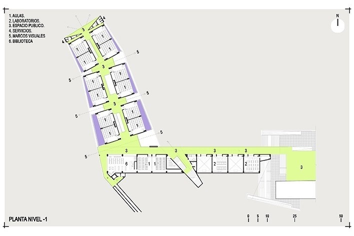 Planta nivel 1. Colegio Santo Domingo Savio. Medellín, Colombia. 2008<br />Obranegra arquitectos 