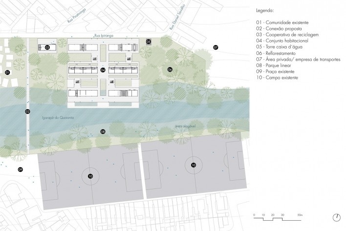 Habitação social na Amazônia, implantação, Manaus AM, 2020. Arquiteta Danielle Khoury Gregorio<br />Imagem divulgação  [Acervo Danielle Khoury Gregorio]