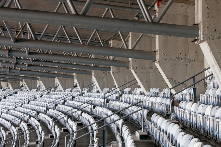 Detalhe da estrutura da nova cobertura<br />Foto Leonardo Finotti 