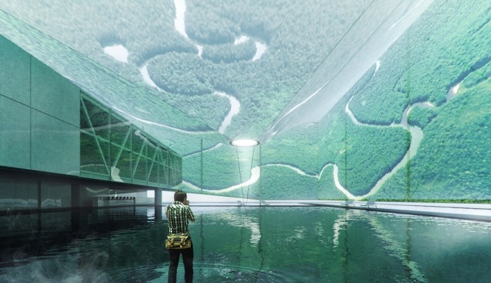 Pavilhão do Brasil Expo Dubai 2020, maquete eletrônica do espaço expositivo com video mapping, Dubai/Emirados Árabes Unidos, 2018. Arquitetos José Paulo Gouvêa, Marta Moreira, Martin Benavidez e Milton Braga<br />Imagem divulgação  [Acervo BEN-AVID/MMBB Arquitetos/JPG.ARQ]