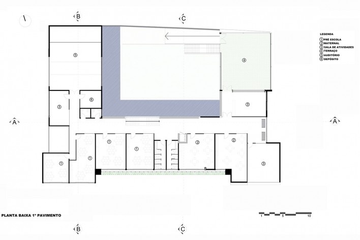 Escola Vila Luiza, planta baixo primeiro pavimento, Passo Fundo RS, arquiteta Karine Knob
<br />Imagem divulgação  [Karine Knob]