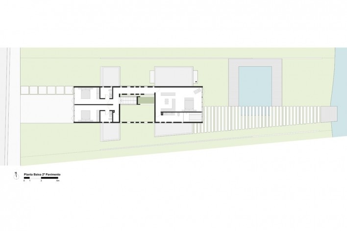 House TR1215, upper floor plan, Porto Alegre RS Brasil, 2019. Architects Diego Brasil and Anderson Calvi / BR3 Arquitetos<br />Imagem divulgação/disclosure image  [BR3 Arquitetos]