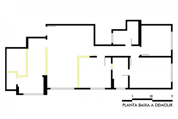 Apartamento do Marquês, planta demolição, Porto Alegre RS, 2022. Arquiteta Cassandra Salton Coradin<br />Imagem divulgação  [Acervo Cassandra Salton Coradin]