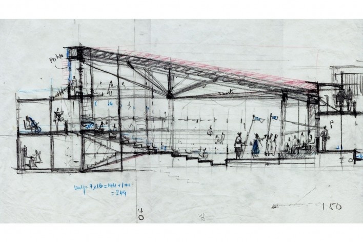 Centro Cultural de Moravia, Medellín, croquis del arquitecto [Fundación Rogelio Salmona]