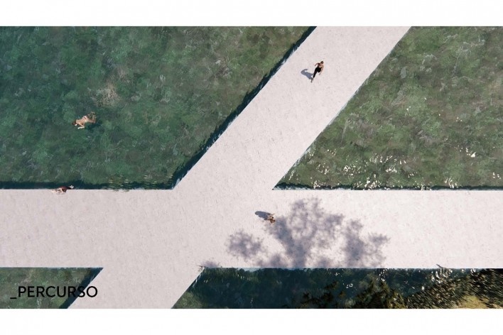 Projeto para a Mina Pau Branco, maquete eletrônica, Brumadinho MG. Arquitetos Lucas de Sousa, Mariana Alves Barbosa, Pedro Machado Meneghel, Renata Semin e Vitória Paulino<br />Acervo dos autores 