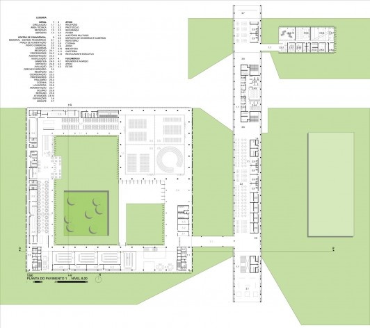 Concurso Sistema Fecomércio‐RS, planta nível +8,00. V.A. Arquitetura / Emerson Vidigal, 1º lugar, 2011