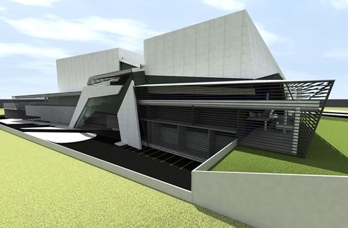 Perspectiva do fundo dos teatros<br />Imagem do autor do projeto 