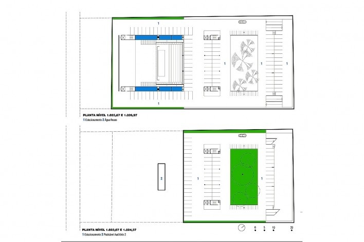 Plantas níveis 1.023,07 a 1.026,97. Concurso para a Sede da CNM em Brasília. Menção honrosa 1<br />divulgação 