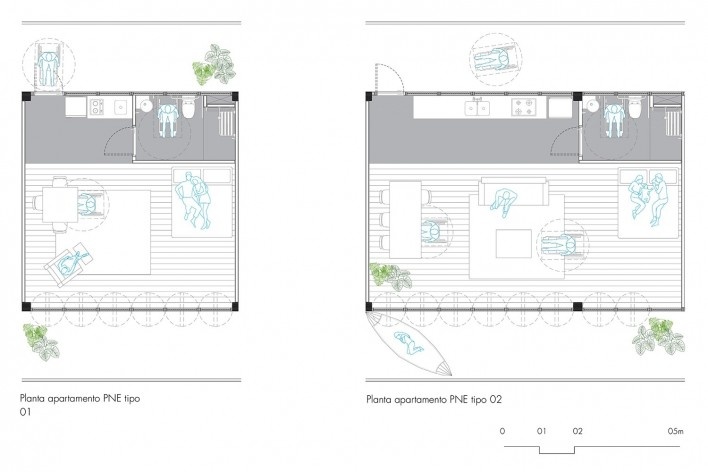 Habitação social na Amazônia, planta apartamento-tipo, Manaus AM, 2020. Arquiteta Danielle Khoury Gregorio<br />Imagem divulgação  [Acervo Danielle Khoury Gregorio]