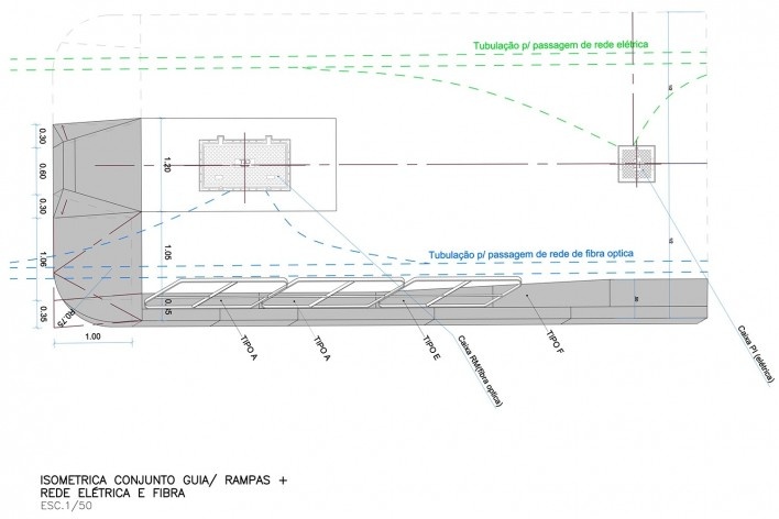Ciclovia Paulista/ Isométrica de travessia. Projeto previa uso de pré‐moldados em concreto.<br />Studio GGA 
