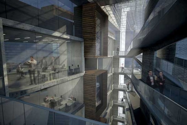 Perspectiva átrio interno<br />Imagem dos autores 