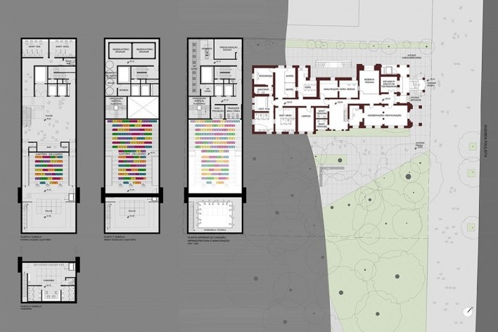 Museu da Diversidade Sexual, planta subsolo. AUM Arquitetos, 2014<br />Imagem divulgação 