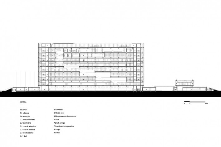 Fecomércio, Sesc e Senac do Rio Grande do Sul, corte AA, Porto Alegre RS, 2020. Arquitetos Dario Corrêa Durce, Emerson Vidigal, Eron Costin, Fabio Henrique Faria e João Gabriel Rosa (autores) / Estúdio 41<br />Imagem divulgação  [Estúdio 41]