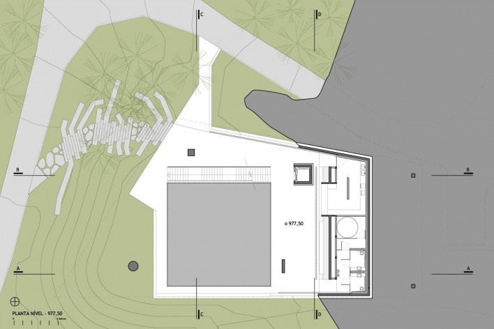 Planta nível 977,50<br />Arquitetos Associados 