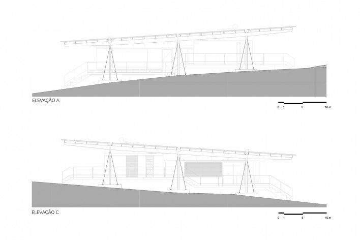 Palicourea House, A and C elevations (block B), São Jorge GO Brasil, 2021. Architects Daniel Mangabeira, Henrique Coutinho and Matheus Seco / Bloco Arquitetos<br />Imagem divulgação / disclosure image  [Bloco Arquitetos]