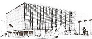 Fig. 11. Projeto da equipe brasileira para o MES, antes da visita de Le Corbusier [CAVALCANTI, Lauro. Moderno e brasileiro. Rio de Janeiro: Jorge Zahar, 2006]
