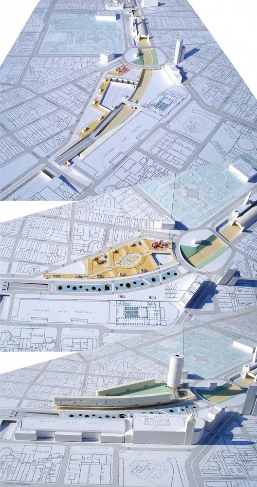 Projeto: Reordenação Urbana do Eixo Ferroviário – São Cristóvão. Maquete sobre Gegran