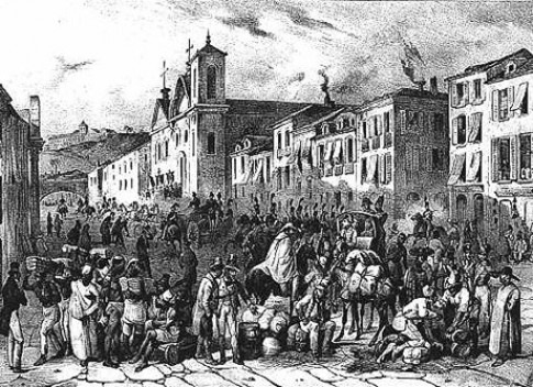 A Rua Direita (1835)<br />Litografia J. M. Rugendas 
