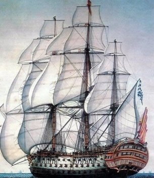 Barco "La Santísima Trinidad", construido en los astilleros de la Habana, en su tiempo el mayor barco de guerra del mundo