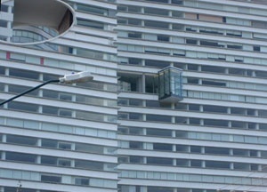 Arquitetura de contraste, Detalhe, Centro financeiro Santa Fé. México D.F [Arq. Oscar Galicia]