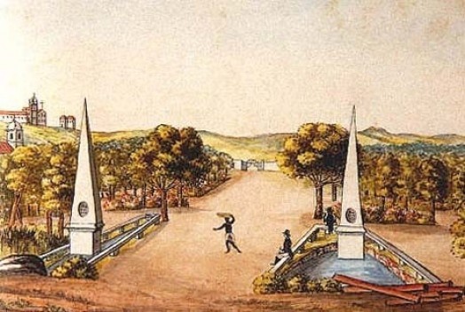 Passeio Público do Rio de Janeiro, cerca 1817-1818, Franz Josef Fruhbeck [Iconografia do Rio de Janeiro (1530–1890), vol II, p 7]
