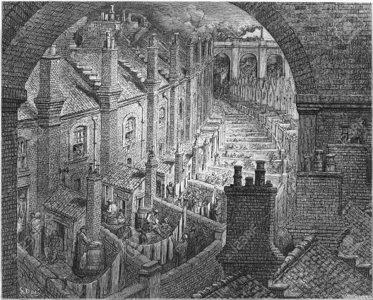 Vista de Londres com ferrovia, 1872, gravura de Gustave Doré<br />Imagem divulgação 