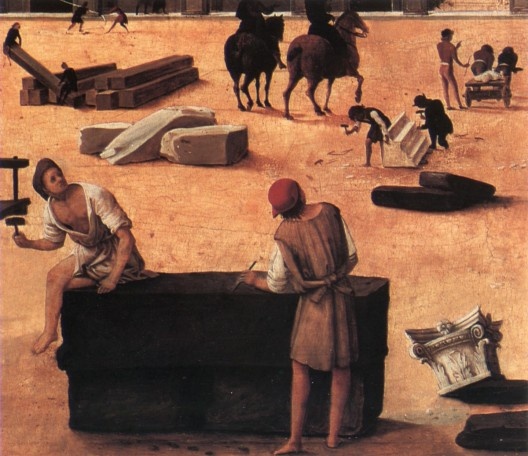 A construção de um palácio, detalhe, c. 1515-1520<br />Piero di Cosimo 