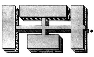 Figura 29 - "Retiro para um Sindicato Profissional" (Colônia de Férias dos Trabalhadores do Livro e do Jornal), Vassouras, RJ 1933. Arquiteto Alexander Altberg [Revista base, n° 2, out. 1933]