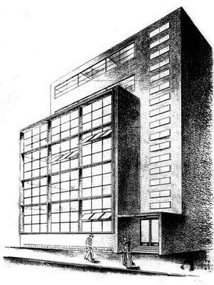 Figura 30 – Projeto para o Edifício-Sede do Montepio dos Empregados Municipais do Distrito Federal. Rio de Janeiro, 1935. Arquiteto Alexander Altberg [Coleção Alexandre Altberg]