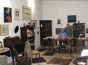 Alexandre Altberg e sua companheira Odete no ateliê em Marília, jun. 2004 [Arquivo Pedro Moreira, Berlim]