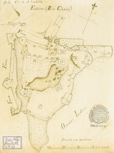 Planta do Castelo de Diu, planta (séc. XIX) de autor anónimo [Sociedade de Geografia de Lisboa]