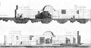 Fig. 9 - Teatro-Escola na Ponta do Gasômetro, 1985 - Fachadas