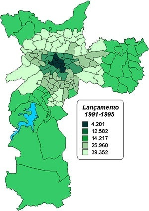 Número de Lançamentos Imobiliários por anéis no Município de São Paulo [Embraesp]