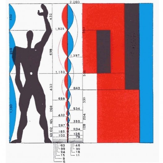Diagrama de composição do Modulor<br />Imagem divulgação  [LE CORBUSIER. <i>El modulor</i>. Buenos Aires, Poseidon, l952.]