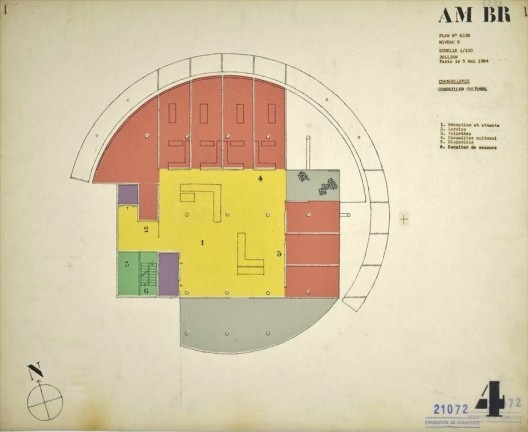 Embaixada da França, Chancelaria, planta terceiro andar, Brasília, 1962-1964, arquiteto Le Corbusier<br />Imagem divulgação  [Fondation Le Corbusier]