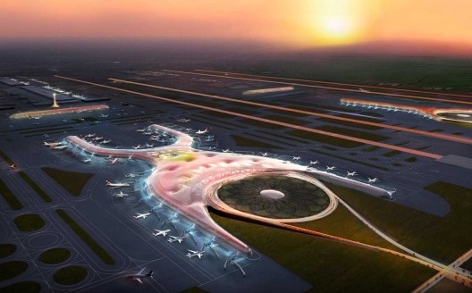 Foster and Partners Architects, Aeropuerto internacional de la Ciudad de Mexico, 2014. Maqueta digital<br />Imagen divulgación  [fosterandpartners.com]