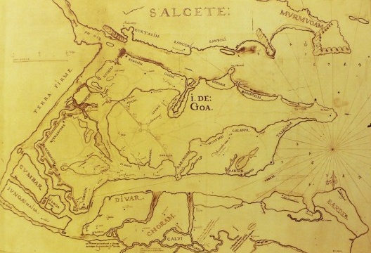 “Ilha de Goa”, carta (c.1615) da autoria de Manuel Godinho de Herédia, inserida entre os livros 1 e 2 da obra Comentarios de D. Garcia de Silva y Figueroa[…] [Biblioteca Nacional de Madrid]